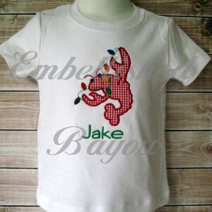 Christmas Crawfish with Lights Applique T-shirt or bodysuit Bodysuit for Girls or Boys Personalized image 5