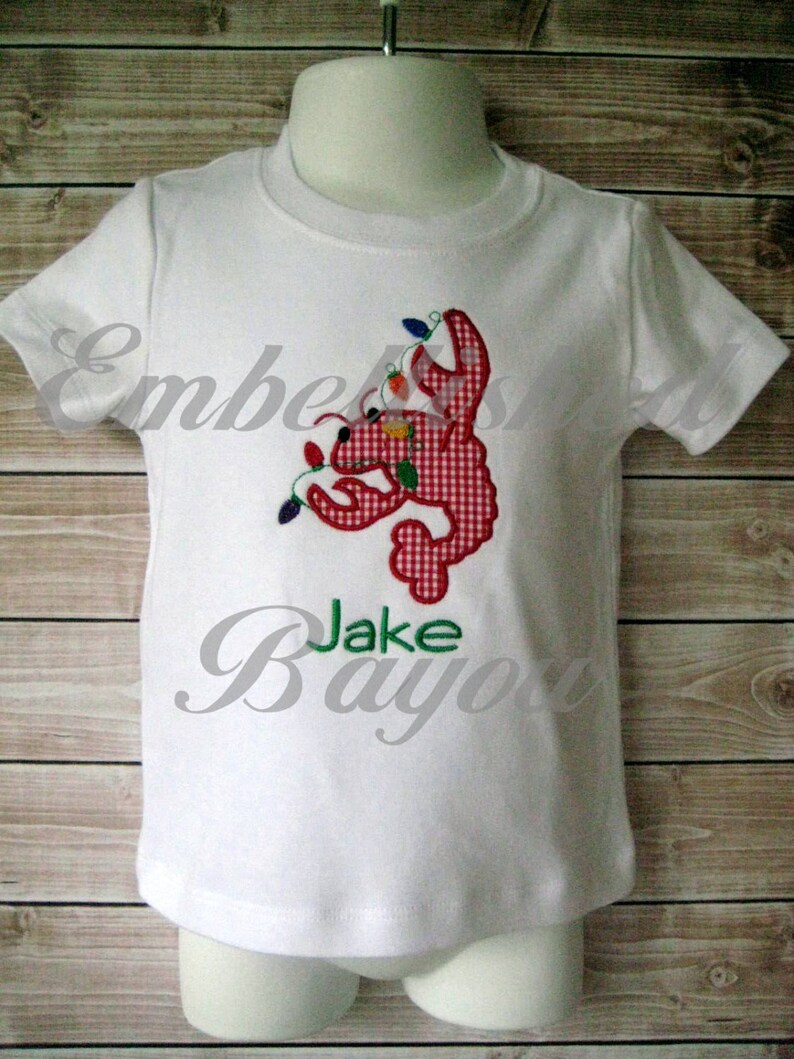 Christmas Crawfish with Lights Applique T-shirt or bodysuit Bodysuit for Girls or Boys Personalized image 5