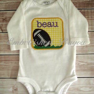 Football Patch Personalized Appliqued T-shirt for Boys, LSU theme image 3