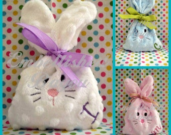 SMALL Minky Bunny Treat Bag for Baby or Easter Basket, Personalized with Initial or Monogram