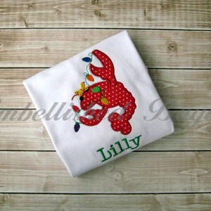 Christmas Crawfish with Lights Applique T-shirt or bodysuit Bodysuit for Girls or Boys Personalized image 3