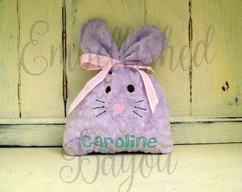 LARGE Minky Bunny Treat Bag for Baby or Easter Basket, Personalized with Name, Initial or Monogram, Spring Decoration