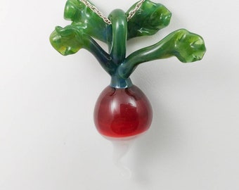 Big Red Glass Radish Pendant - Glass Art by Patrice