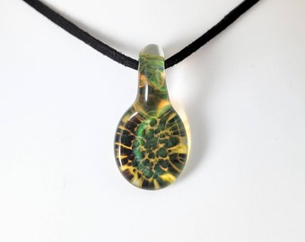 Greenish Worry Stone Glass Pendant - Glass by Patrice