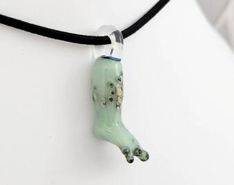 Green Rotting Zombie Leg Pendant - Glass by Patrice