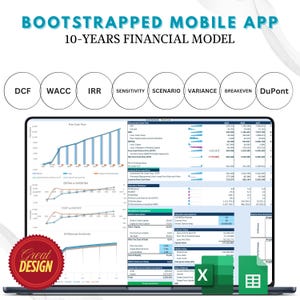 Mobile App Financial Modelling: Excel & Google Sheets (Digital Download) | Discounted Cash Flow (DCF) Valuation