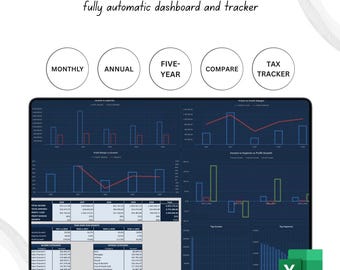 Income and Expense Tracker, Small Business Bookkeeping Excel Template with Profit and Loss Dashboard