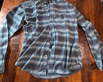 Camisa de franela azul a rayas con botones para hombre Ezekiel Vintage EL223054 Talla L