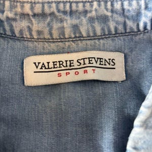 Top sin mangas de Tencel azul vintage de Valerie Stevens Sport, talla 14. imagen 2