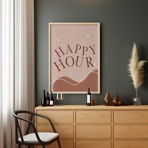 Happy Hour Wall Art - Dopamine Decor Cocktail Poster Stare pieniądze Estetyczna feministyczna sztuka ścienna Signature Drink Natychmiastowe pobieranie Wydruki na wózek barowy