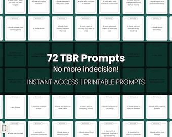 TBR Einladungskarten: 72 Lese Herausforderung Vorschläge (druckbarer digitaler Download)