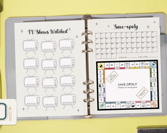 Bullet Journal Tracker Printable Set, Gewohnheiten, Fitness, Ersparnisse (digitaler Download)