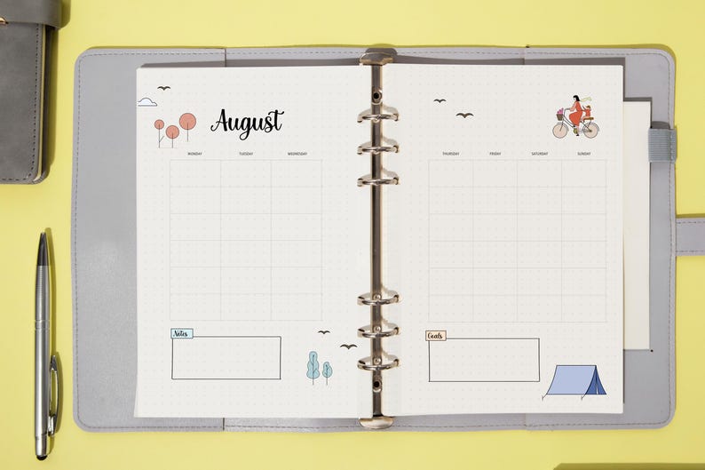 Premade Bullet Journal Template A5 Format | 12 Monthly Themes | Mood ...