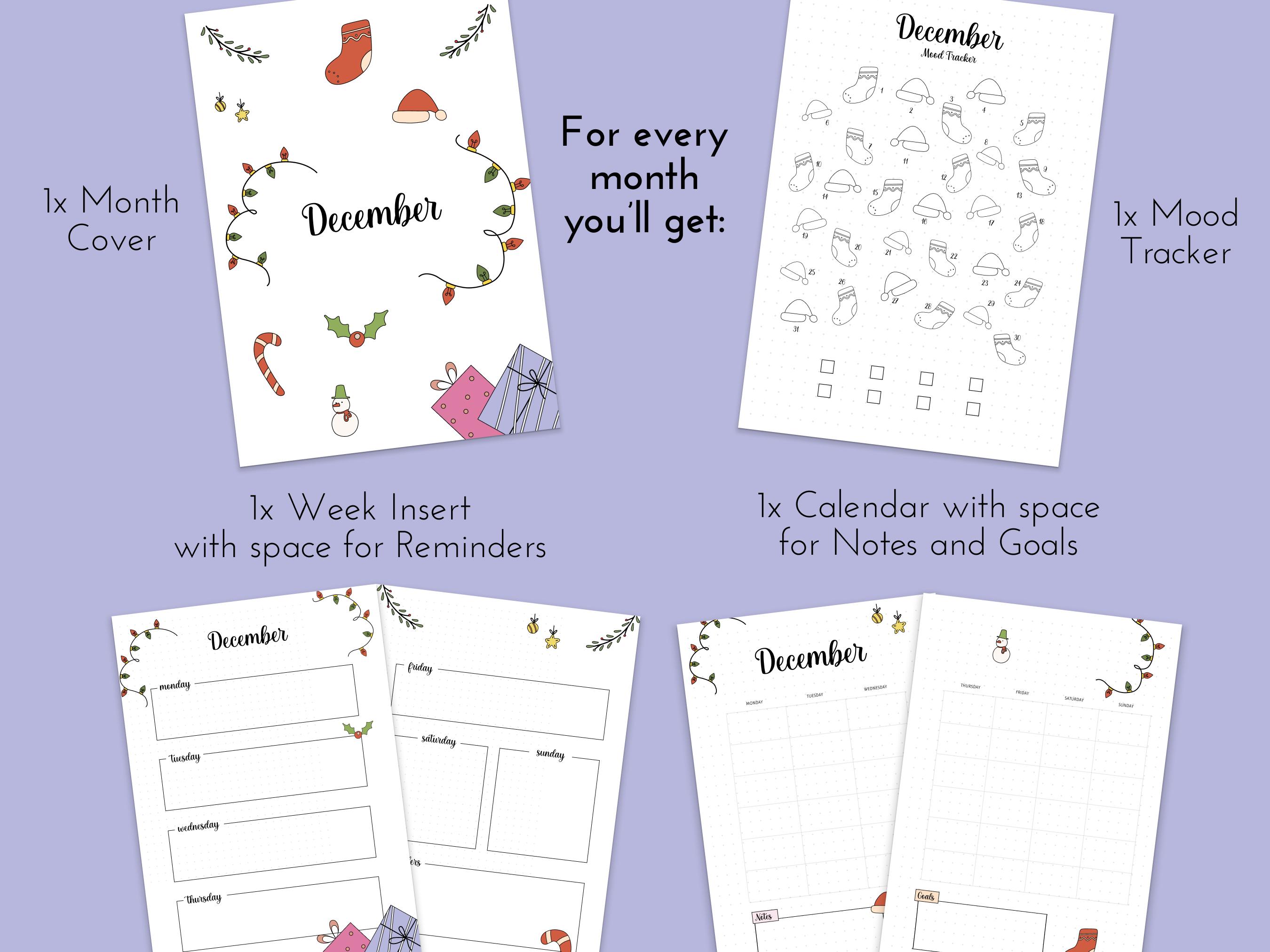 Premade Bullet Journal Template A5 Format | 12 Monthly Themes | Mood ...