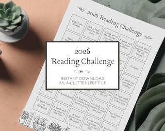 2026 New Year Reading Challenge Printable: Minimalistischer Buch-Tracker (PDF)