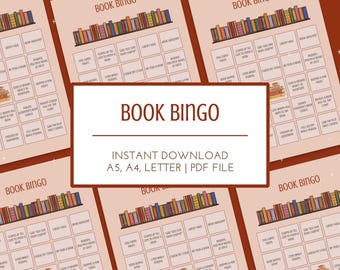 Druckbares Buch-Bingo: Lese-Tracker, Buchclub-Spiel (PDF)