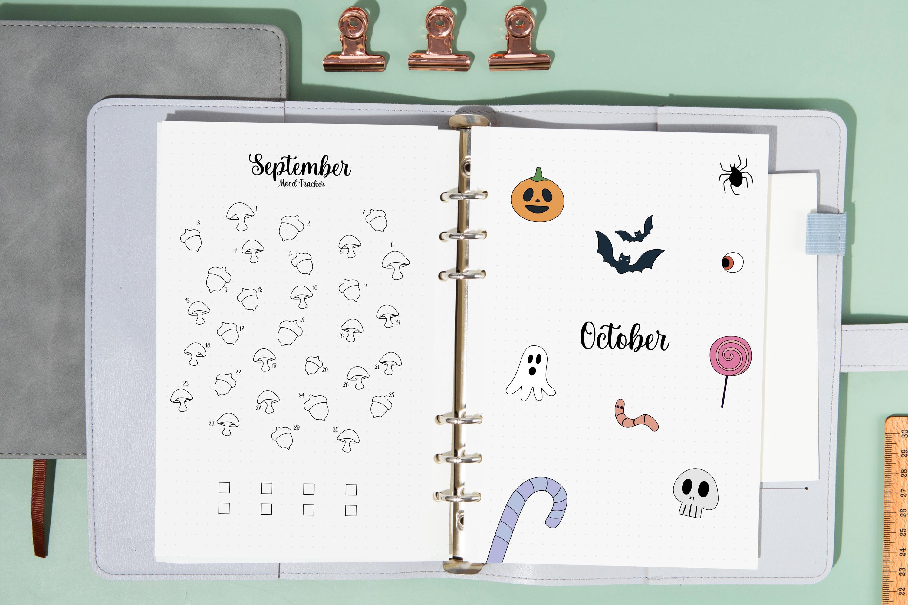 Premade Bullet Journal Template A5 Format | 12 Monthly Themes | Mood ...