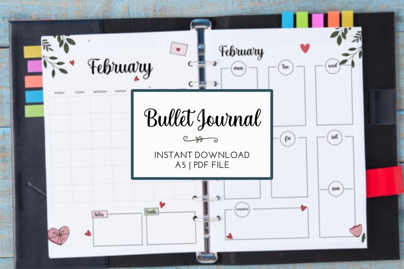 Premade Bullet Journal Template A5 Format | 12 Monthly Themes | Mood ...