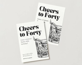 Einladung zum 40. Geburtstag Mann: Canva Template (12x18cm PDF)