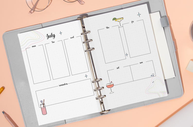 Premade Bullet Journal Template A5 Format 12 Monthly Themes Mood ...