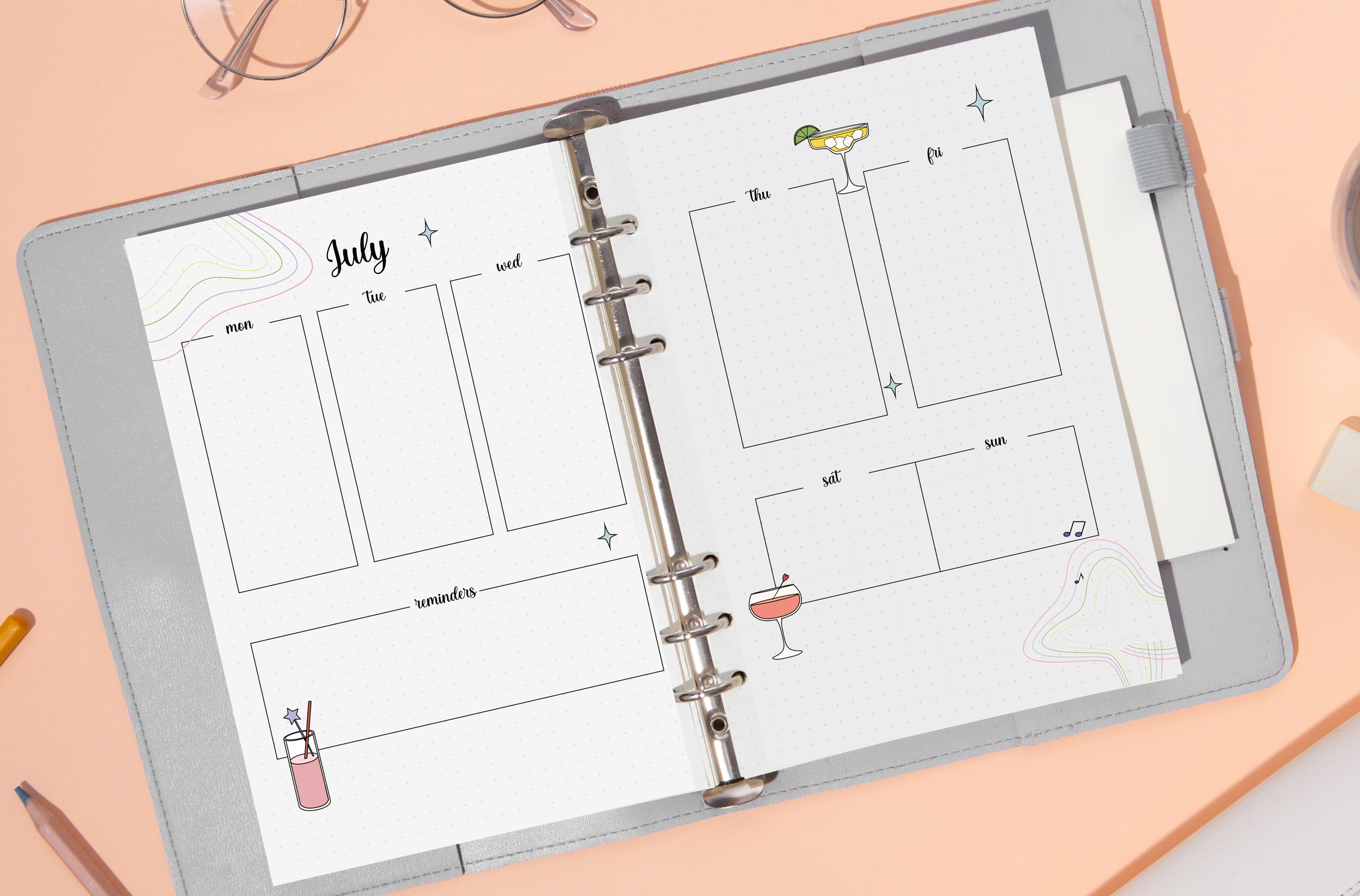 Premade Bullet Journal Template A5 Format | 12 Monthly Themes | Mood ...
