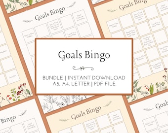 Ziele Bingo Karte zum Ausdrucken: Neujahr Tracker (A4, A5, Letter) (digitaler Download)