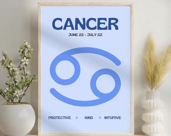 Cancer Zodiac Poster, Cancer Digital Poster, Zodiac Digital Poster, Horoscope Art Print, Cancer Zodiac Wall Art, Star Sign Print