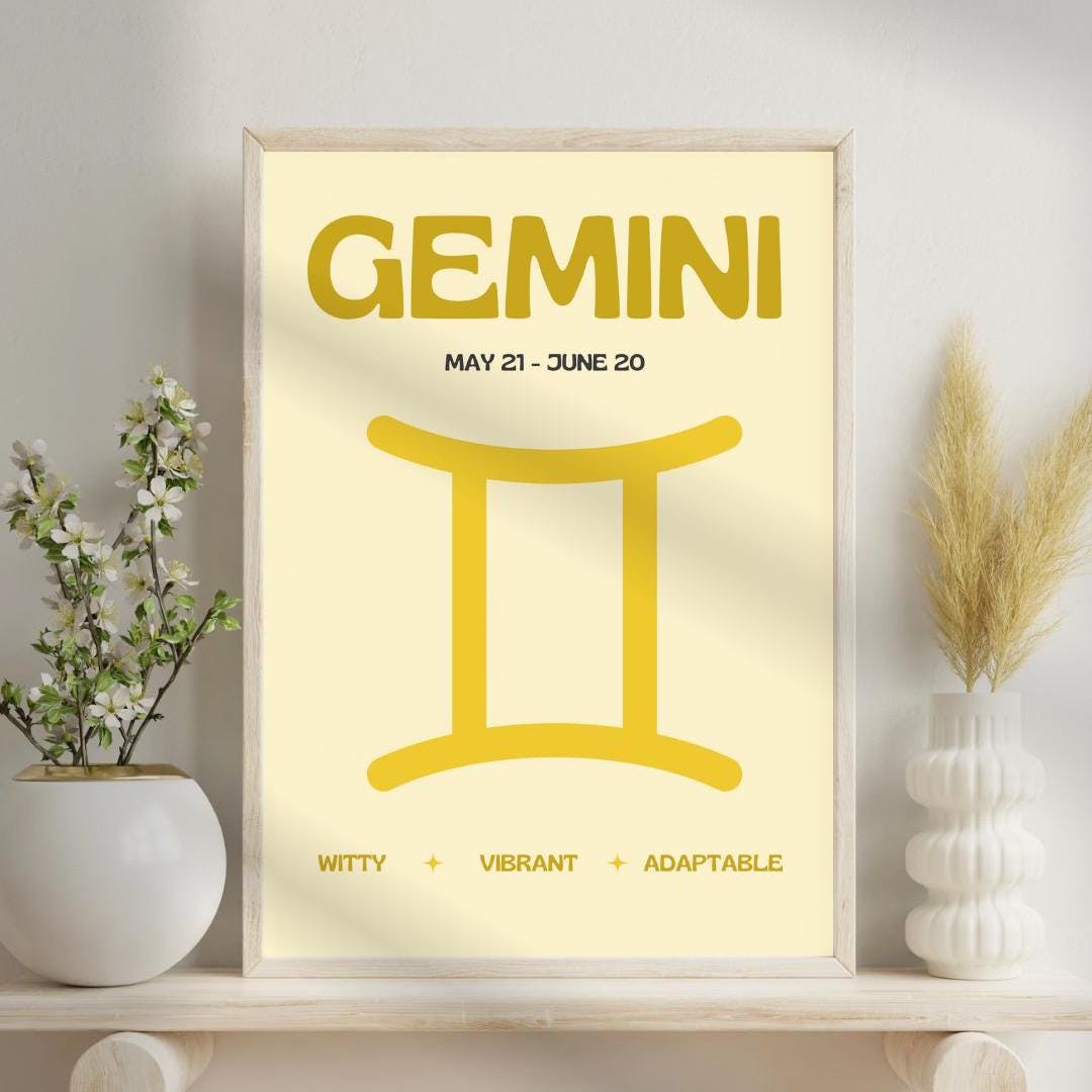 Gemini Zodiac Poster, Gemini Digital Poster, Zodiac Digital Poster ...