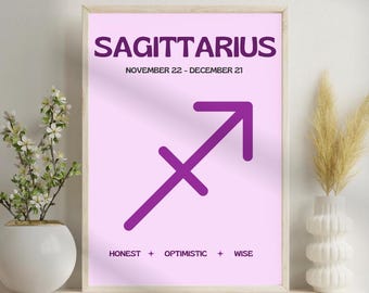 Sagittarius Zodiac Poster, Sagittarius Digital Poster, Zodiac Digital Poster, Horoscope Art Print, Sagittarius Zodiac Art, Star Sign Print