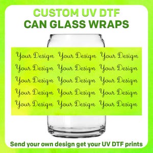 Calcomanía UV DTF personalizada, envoltura para vasos de vidrio, despegar y pegar