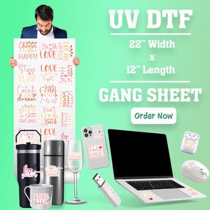 Custom UV DTF Sticker Gang Sheet, Custom Cup Wraps for Tumblers and Mugs, Uv DTF Transfer Gang Sheet, Custom Logo Uv Sticker Gang Sheet