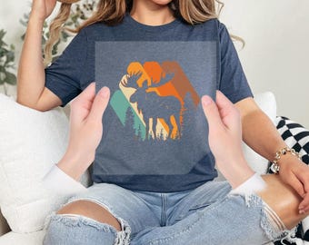 Rustic Moose DTF Heat Transfer, Woodland Wildlife Design