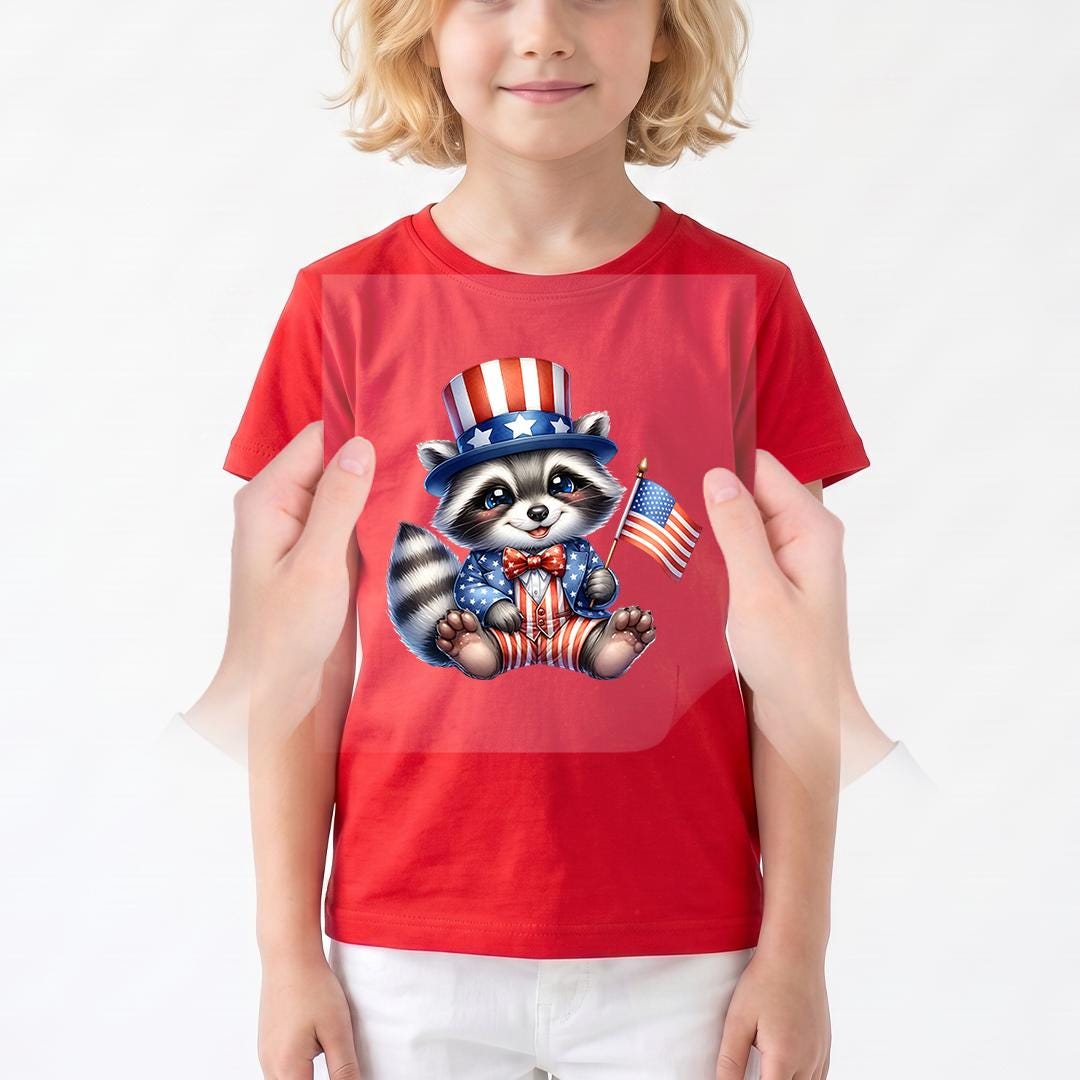 Sam The Racoon Patriotic Raccoon Iron on Transfer, Uncle Sam Hat Raccoon Decal ...