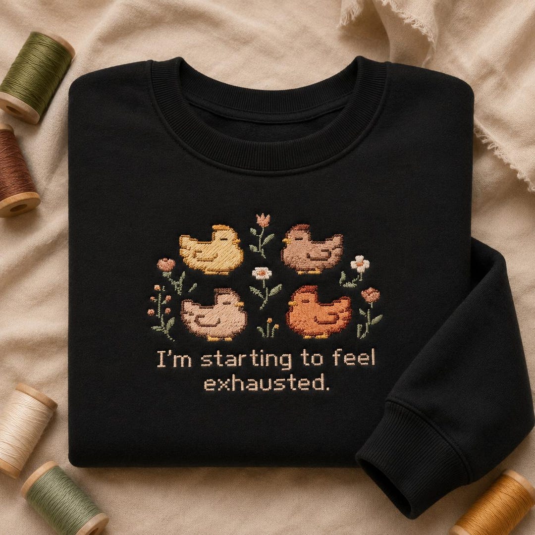 Embroidered Stardew Valley Chicken Sweatshirt, Pixel Art Farmcore Gamer Sweater,cozy Gaming Fashion, Gift for Gamer - Etsy