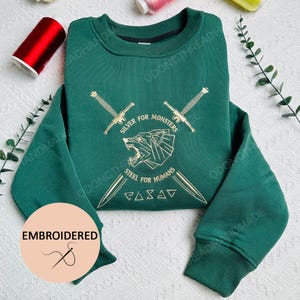 The Witcher Embroidered Shirt, Silver For Monsters Steel For Humans, The Witcher Embroidered Sweatshirt, Game Gifts, Gamer Outfit