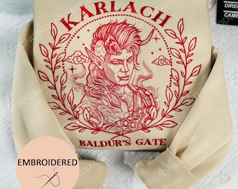 Karlach Besticktes Sweatshirt: Baldur's Gate 3 Fanbekleidung
