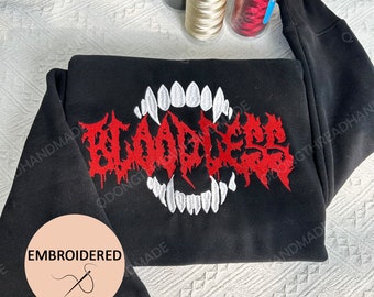 Blutloses besticktes Baumwoll Sweatshirt - Astarion BG3 Fan Geschenk