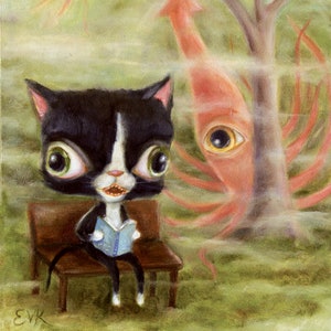 Tuxedo Cat & Squid Daydream Whimsical Pop Surrealism, Children's Decor, Nursery Art Print image 1