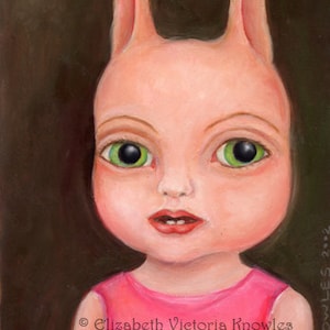 Rabbit Girl Hybrid, Surreal portrait, Bunny, Lowbrow, KNOWLES, Print, size options available image 1