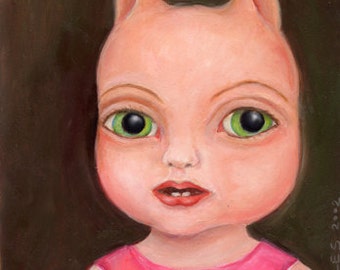 Rabbit Girl Hybrid, Surreal portrait, “Bunny,” Lowbrow, KNOWLES, Print, size options available