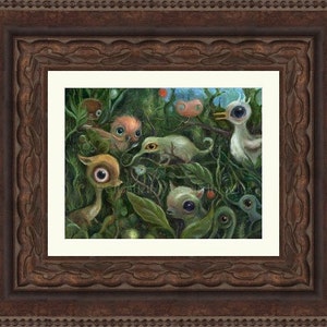Surrealistiskt konsttryck, Big Eye-konst, Popsurrealism, Djungelväggkonst, Naturkonst, Barnkonst, Djurtryck, Wibbley World bild 2