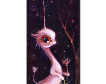 Surreal Big Eye Unicorn, Magical Forest,  Mysterious Creature, Pop Surrealism, Lowbrow Art Print, Matted Print, Giclee, EVK