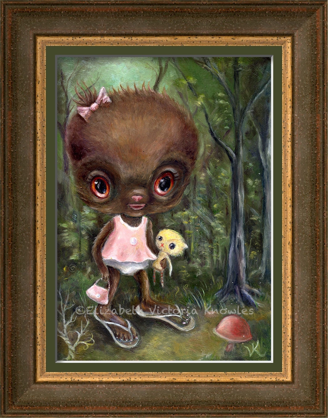 Cute Monster, Baby Bigfoot Sasquatch Art Print, Pop Surrealism