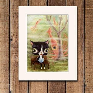 Tuxedo Cat & Squid Daydream Whimsical Pop Surrealism, Children's Decor, Nursery Art Print image 2