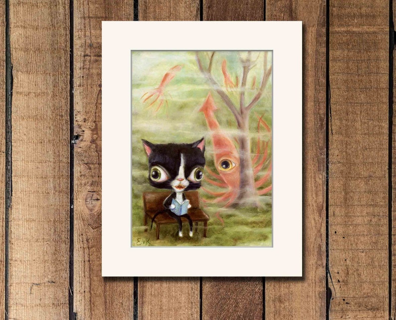 Tuxedo Cat & Squid Daydream Whimsical Pop Surrealism, Children's Decor, Nursery Art Print image 2