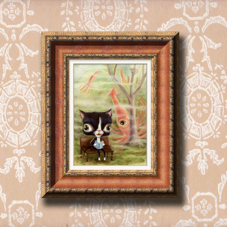 Tuxedo Cat & Squid Daydream Whimsical Pop Surrealism, Children's Decor, Nursery Art Print image 3