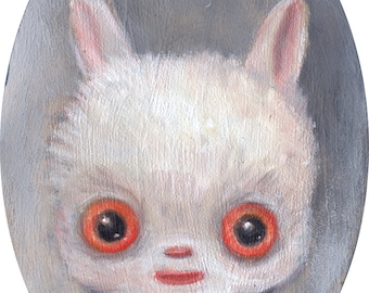 White Rabbit Art Print, Big Eye Art, Pop Surrealism, Lowbrow Art Print, size options available