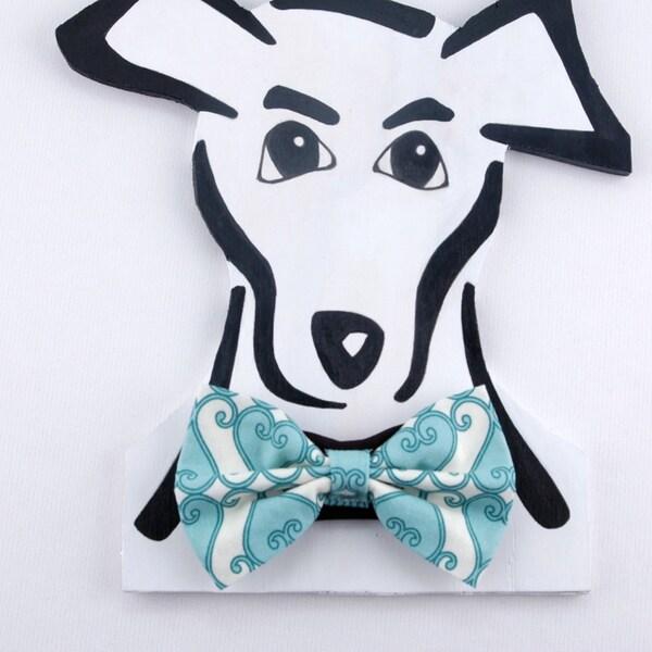 Bow Tie, Dog Bow Tie, Pet Neckwear, Dog Accessories, AnnabelsAccessories, Pet Accessories, Pet Neck Tie, Dog Clothes, Turquoise and Cream