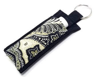 Chapstick Holder Keychain, Lip Balm Holder, Chapstick Holder, Lip Balm Keychain, Fabric Chapstick Holder, Fabric Lip Balm Case, Paisley