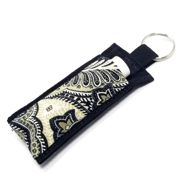 Chapstick Holder Keychain, Lip Balm Holder, Chapstick Holder, Lip Balm Keychain, Fabric Chapstick Holder, Fabric Lip Balm Case, Paisley